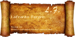 Lafranko Ferenc névjegykártya